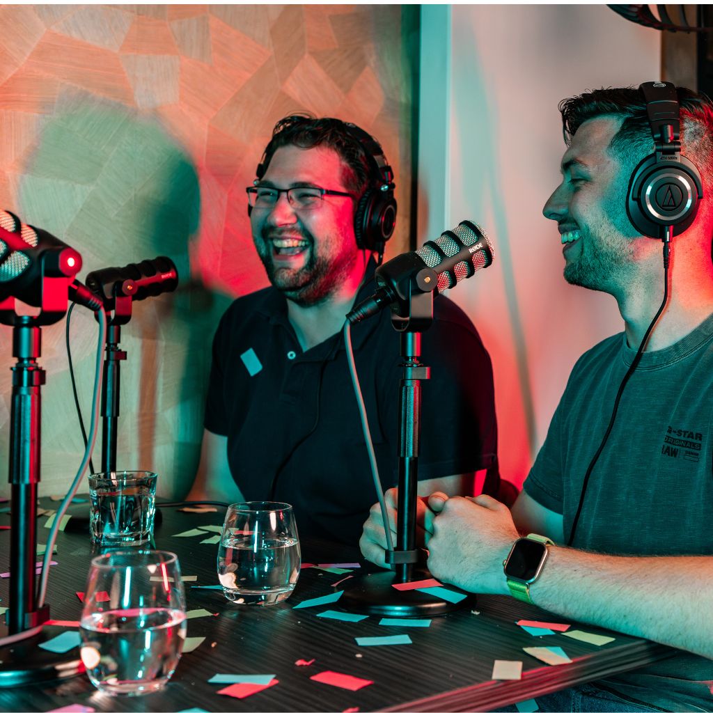 Pop-up podcaststudio op een event